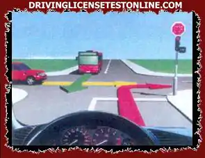 Bạn sẽ hành động như thế nào   trong một tình huống giao thông như trong hình nếu đèn giao thông màu đỏ và có thêm một mũi tên để rẽ phải ?