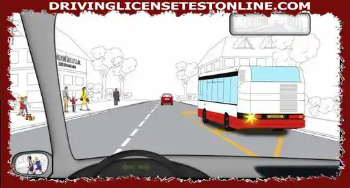 Conduce en el pueblo como el conductor del vehículo desde la vista de . Es su deber permitir que el autobús salga de la parada ?