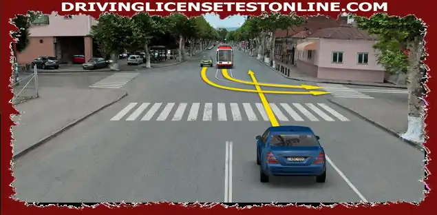 В какъв ред трябва да преминават проходимите автомобили в случай на движение по посока на стрелката ?