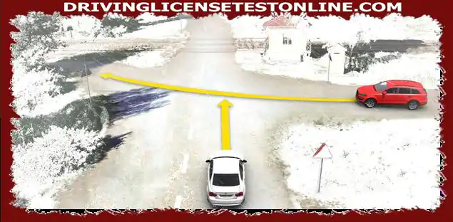 Melyik gépkocsivezetőt részesíti előnyben a nyíl irányában történő mozgás irányában, ha az útjelző táblákat hó borítja ?