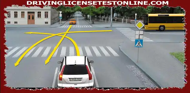 白い車の運転手が矢印の方向に移動した場合、どの車の運転手が道路を放�...