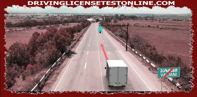 In this situation , whether the driver of a C1 sub-category truck is prohibited from continuing to move in an arrow direction , if he is traveling at a speed of 70 km / h ?