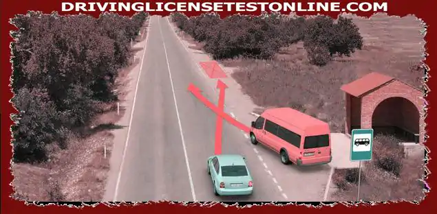 أي سائق سيارة سيضطر للتخلي عن الطريق في اتجاه السهم في النقطة غير المأهولة إذا بدأ سائق الحافلة الصغيرة في مغادرة نقطة التوقف ?