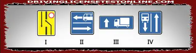 Care dintre următoarele indicatoare rutiere indică ieșirea unei benzi pentru un vehicul...