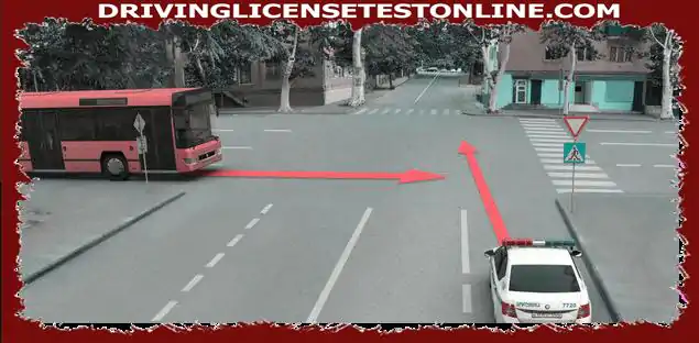 Qué conductor de automóvil estará obligado a abandonar la carretera en caso de movimiento en la dirección de la flecha ,