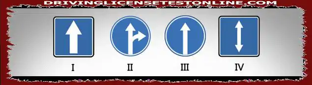 A következő útjelző táblák közül melyik jelzi csak közvetlenül a forgalom irányát ?