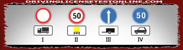 A partir d'una combinació dels següents senyals de trànsit , que s'aplica a un camió...