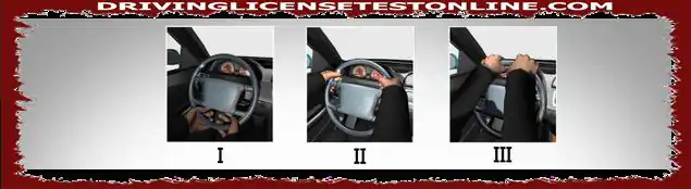 Which picture shows the correct position of the hands on the steering wheel ?