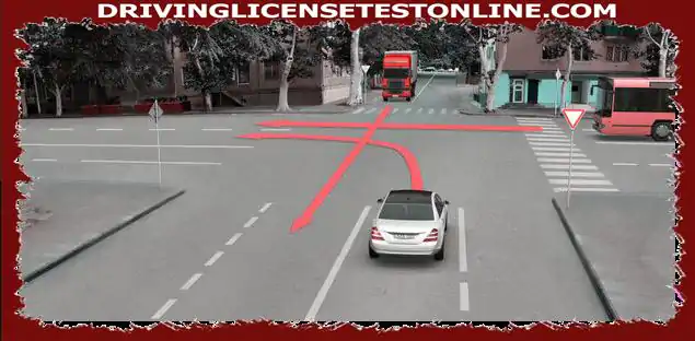 矢印の方向に移動した場合、どの車の運転手がトラックの運転手に道を譲�...