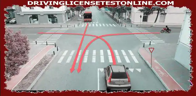 Which car driver has the advantage over the motorcycle driver in the direction of movement in the direction of the arrow ?